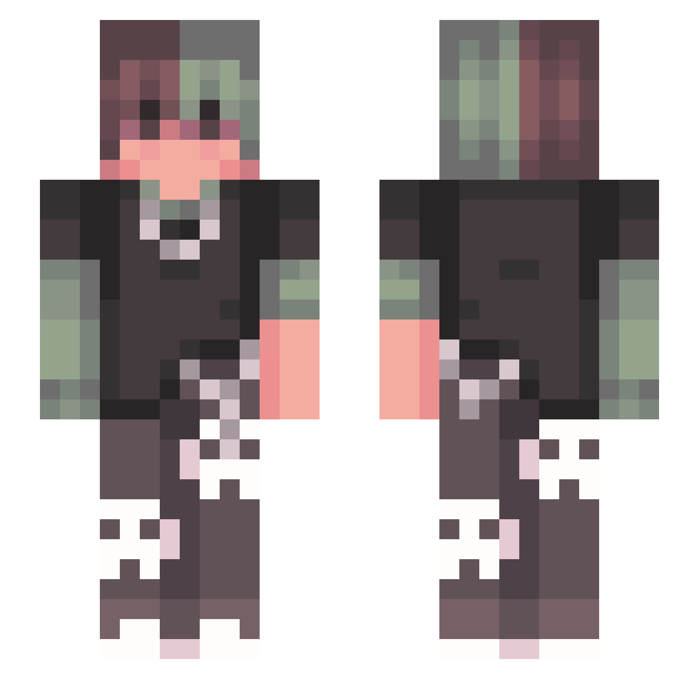 Dry__ Minecraft skin, front and back view