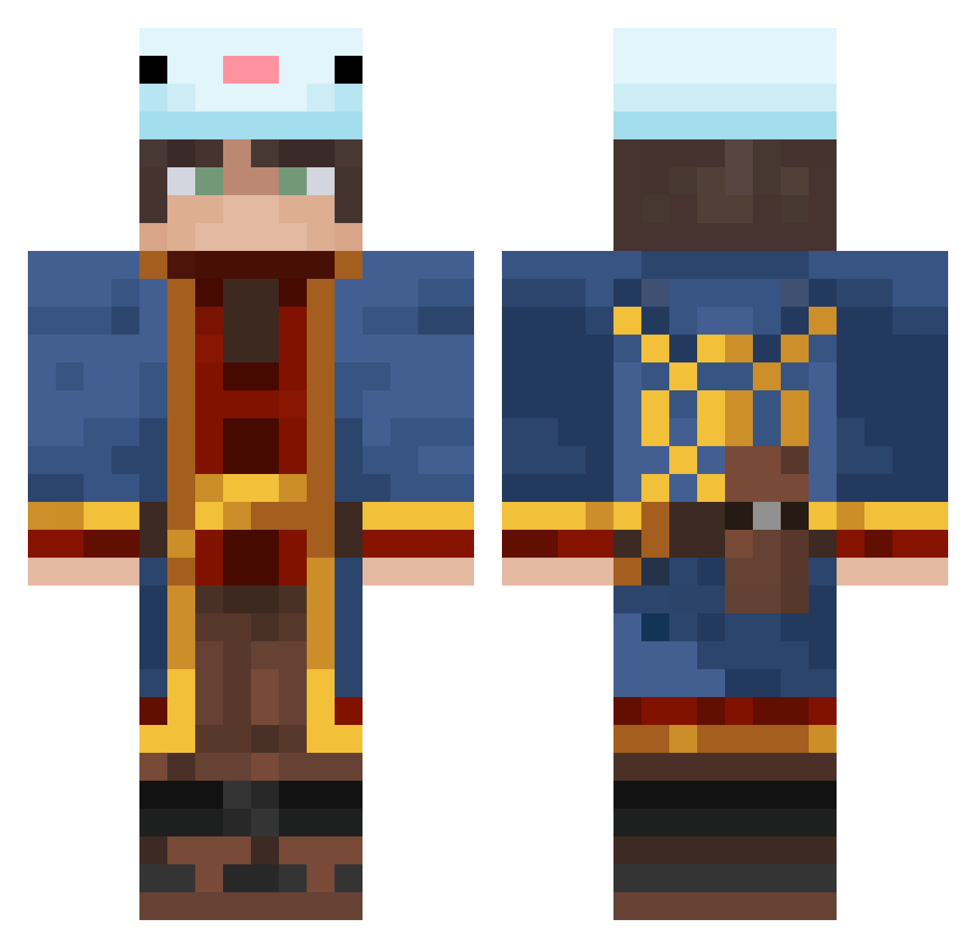 Mimvis Minecraft skin, front and back view