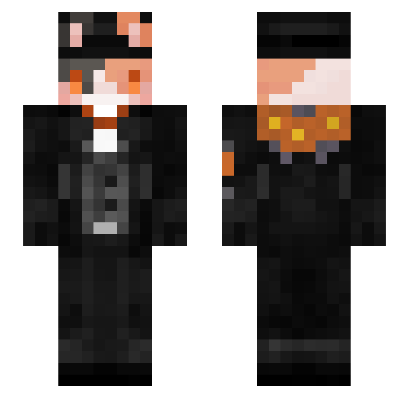 Miniprism Minecraft skin, front and back view