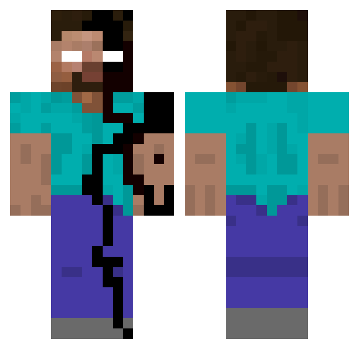 PoProstuOlaf Minecraft skin, front and back view