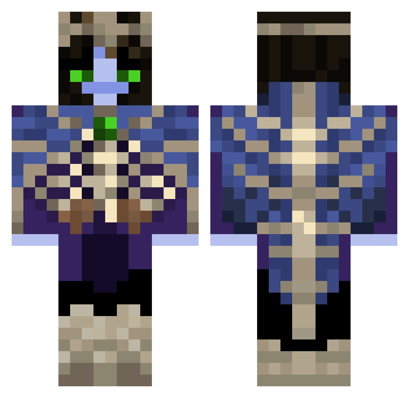 pepidewy Minecraft skin, front and back view