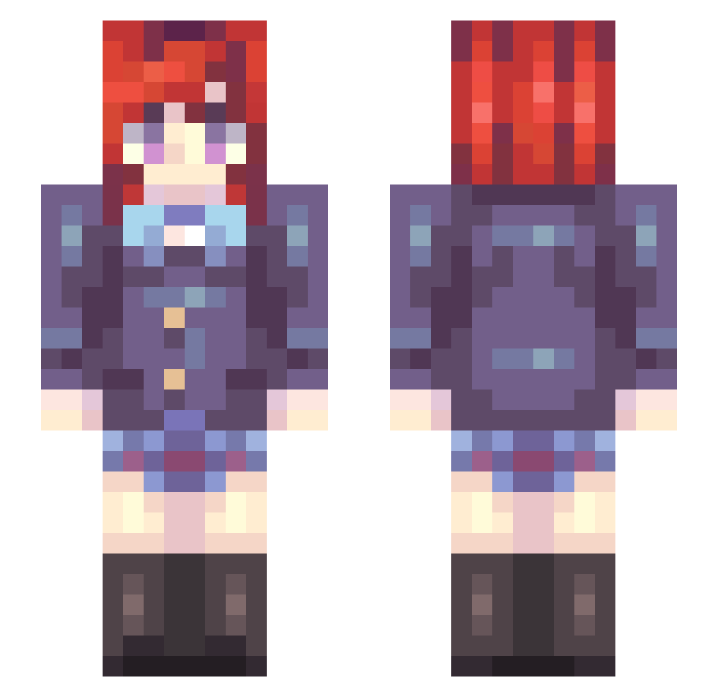 Nokami Minecraft skin, front and back view
