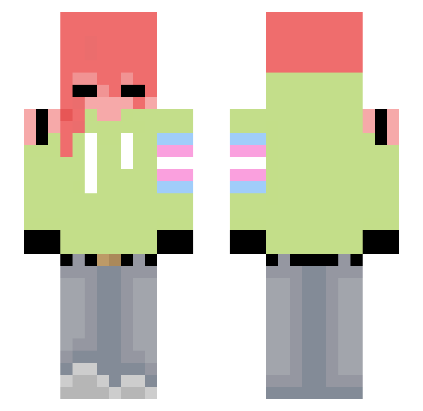 Exotizzo Minecraft skin, front and back view