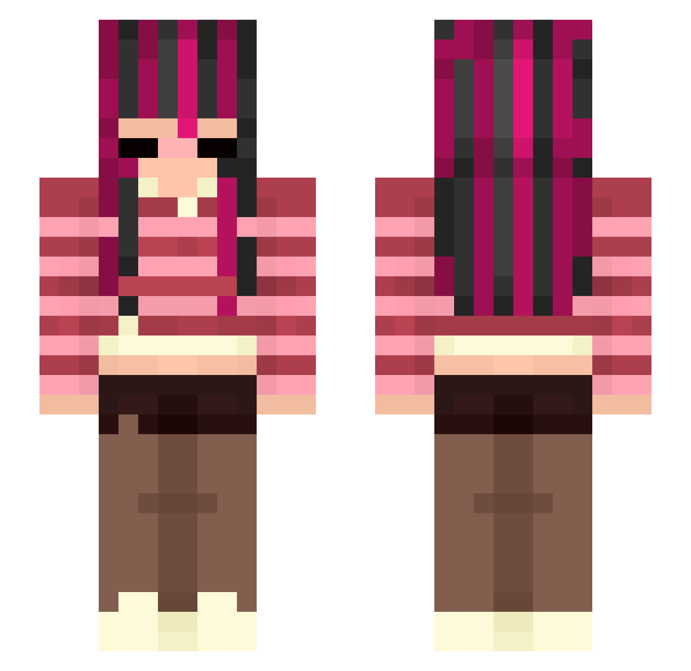 soobitties Minecraft skin, front and back view