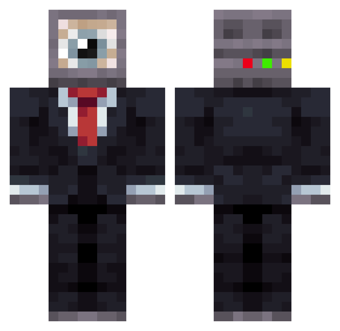 MakuTFA Minecraft skin, front and back view
