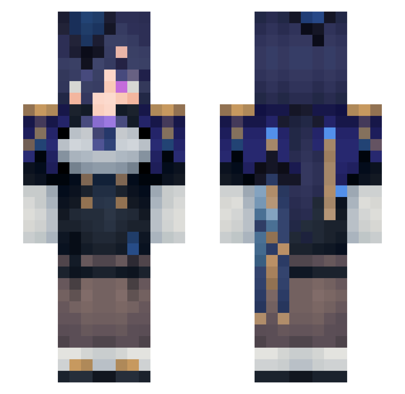 Pyrolulu Minecraft skin, front and back view