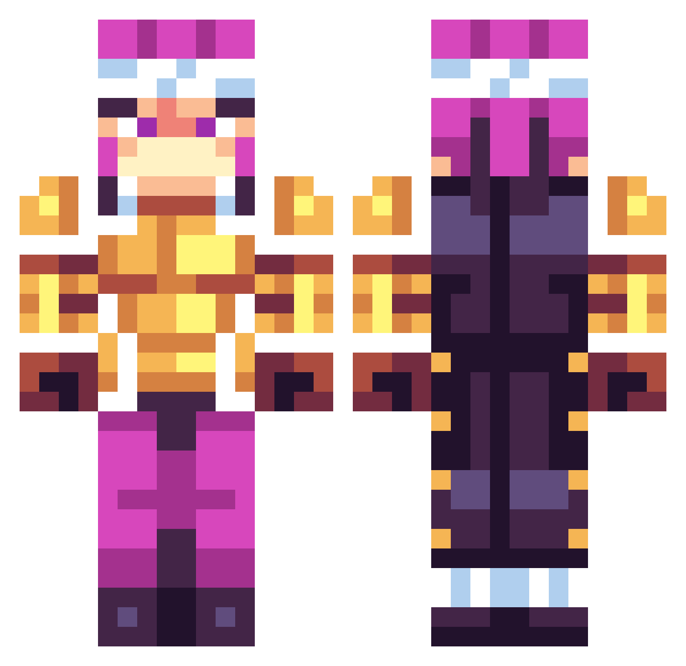 yoggin Minecraft skin, front and back view