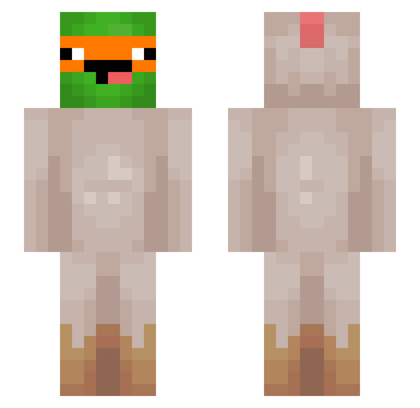 Wulfslayerz Minecraft skin, front and back view