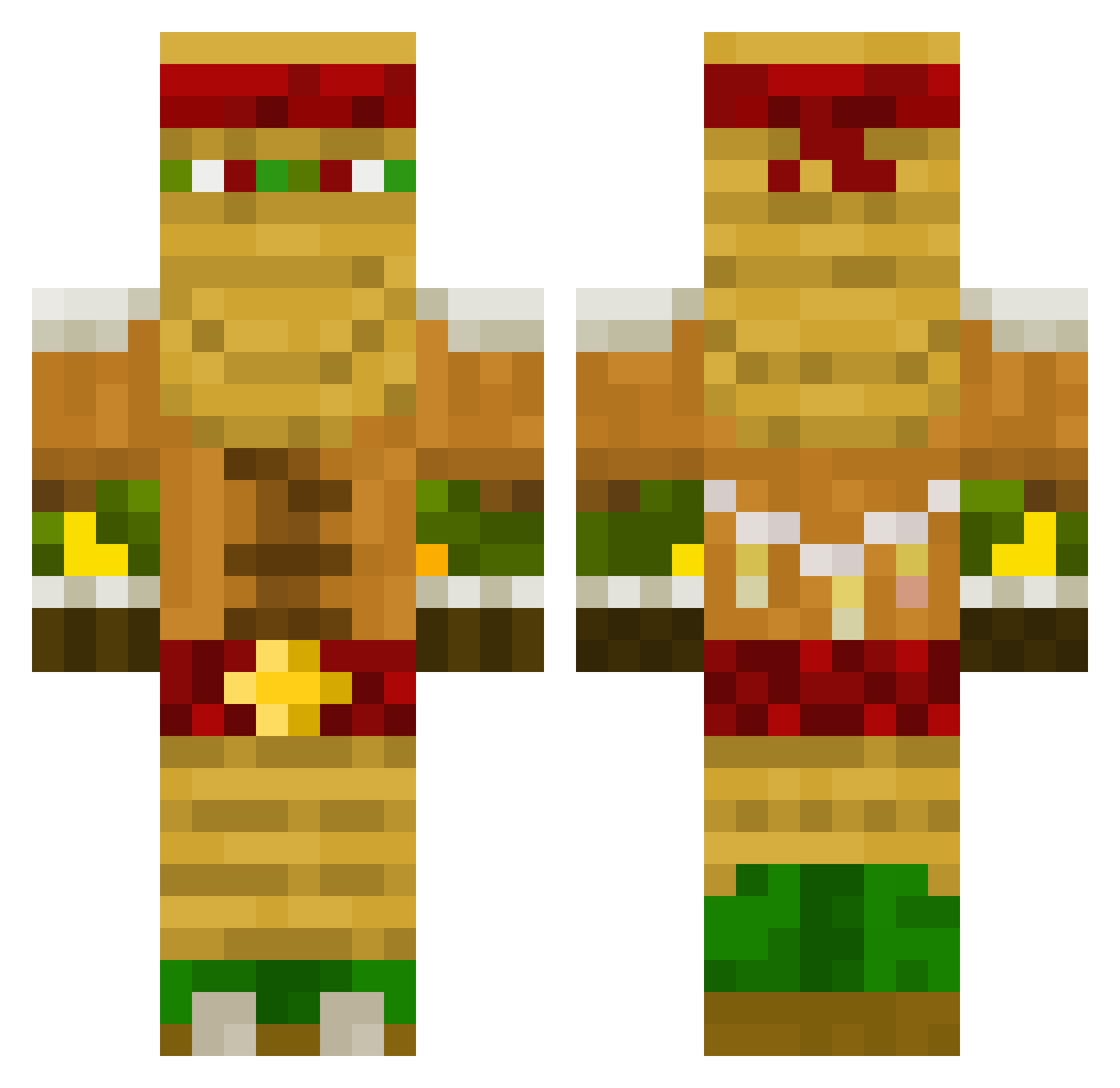 Gigarekker Minecraft skin, front and back view