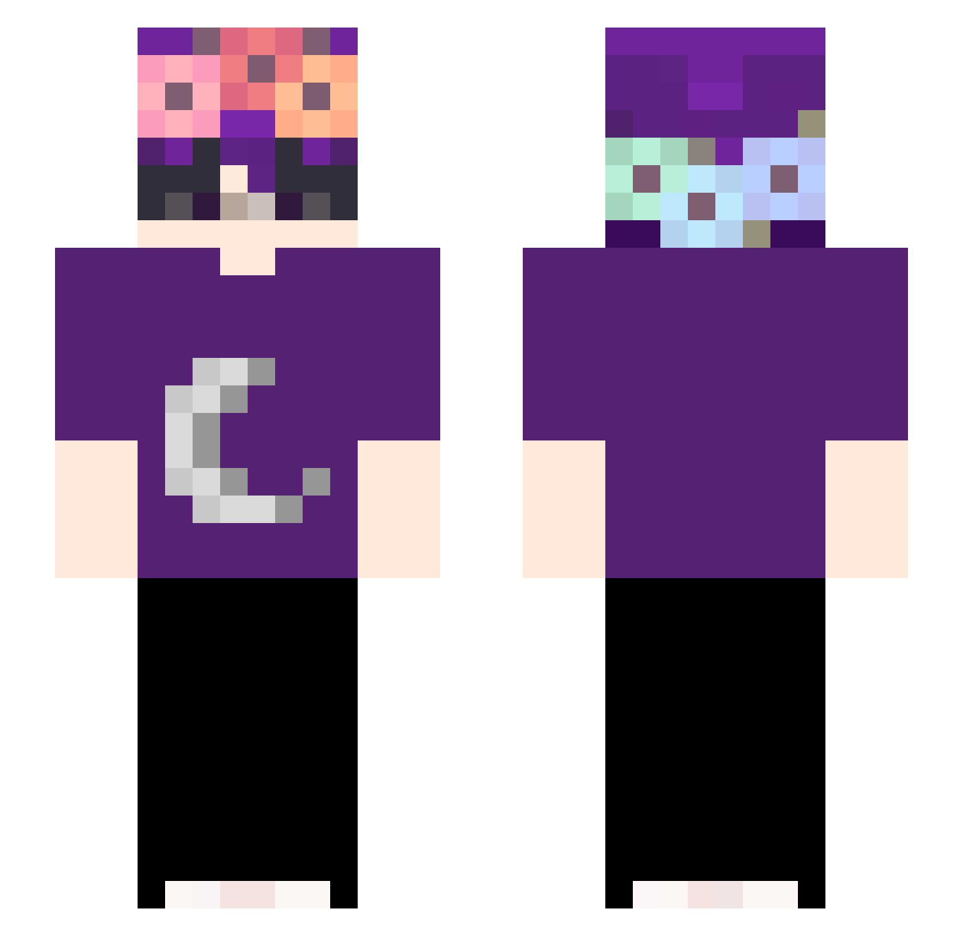 Vefater_YT Minecraft skin, front and back view