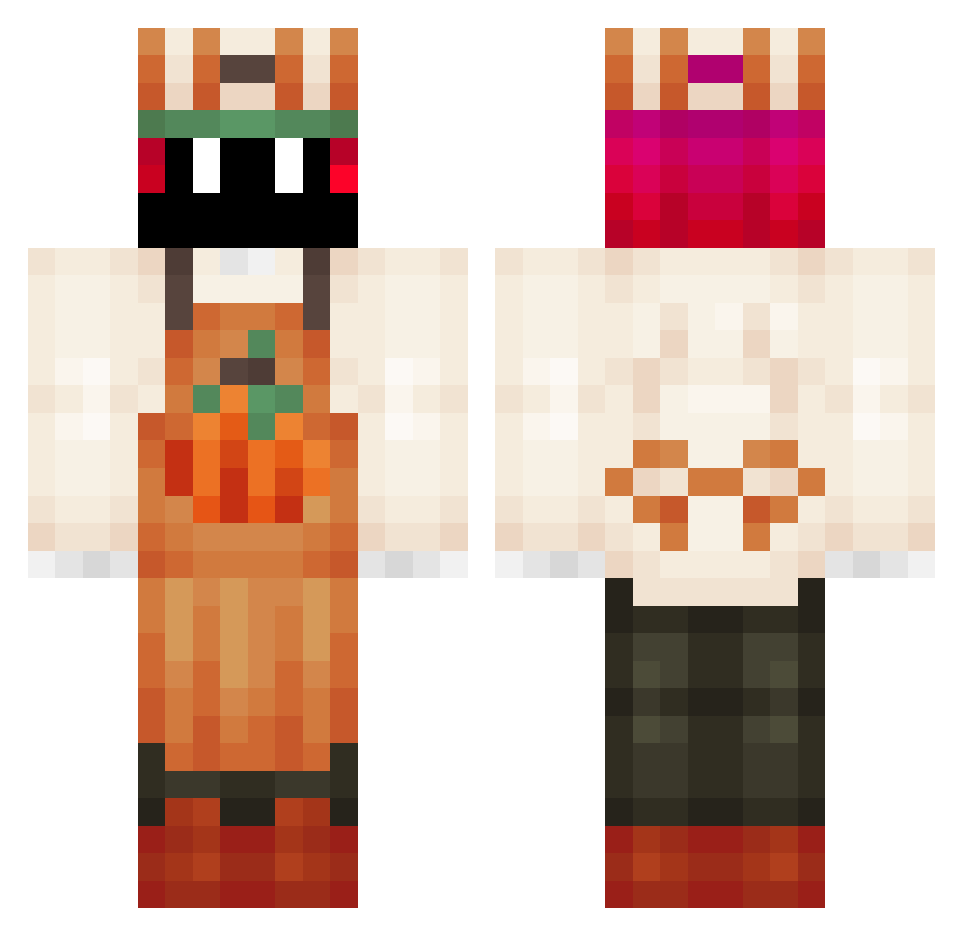 FunDino77 Minecraft skin, front and back view
