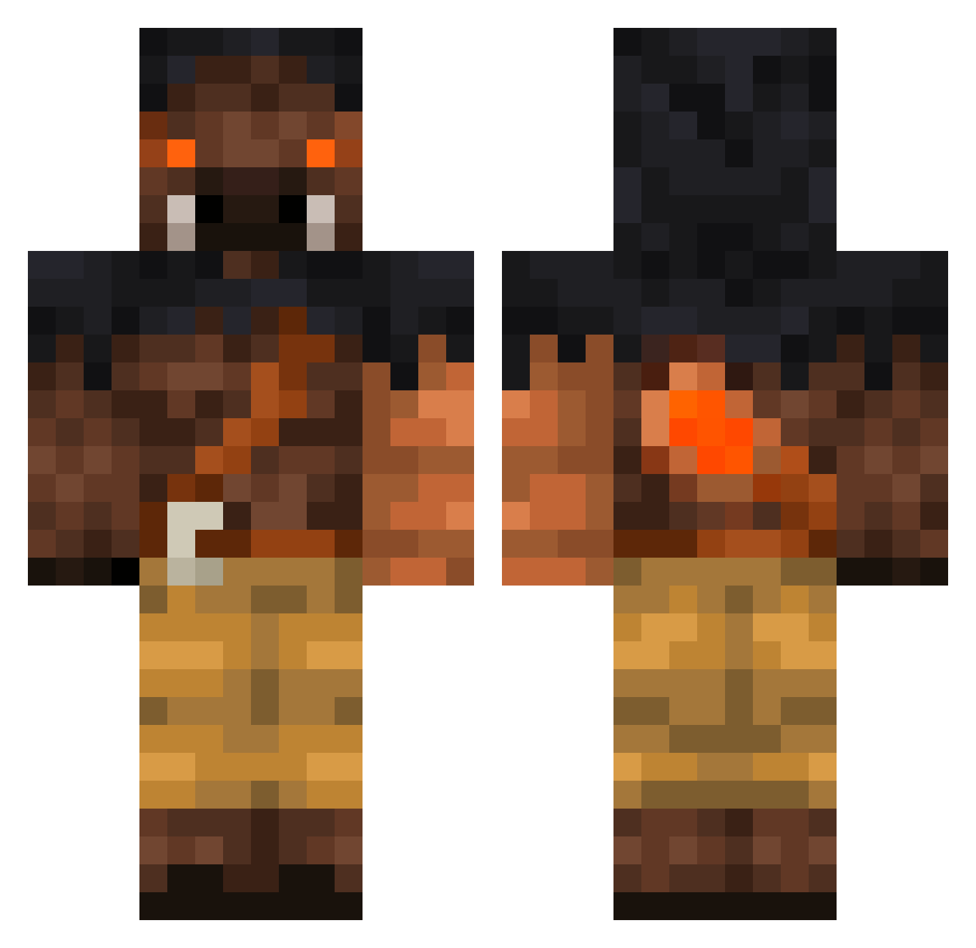 Az_of_the_piglin Minecraft skin, front and back view