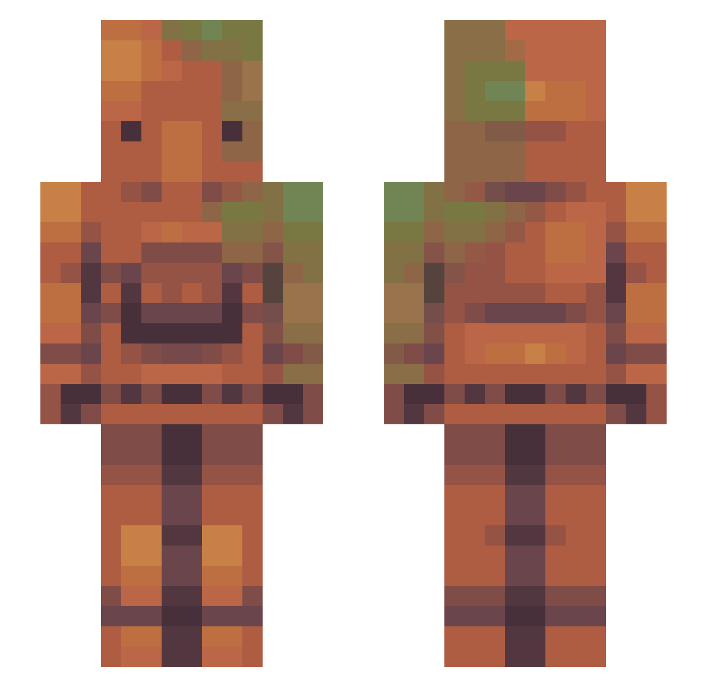 pinerime Minecraft skin, front and back view