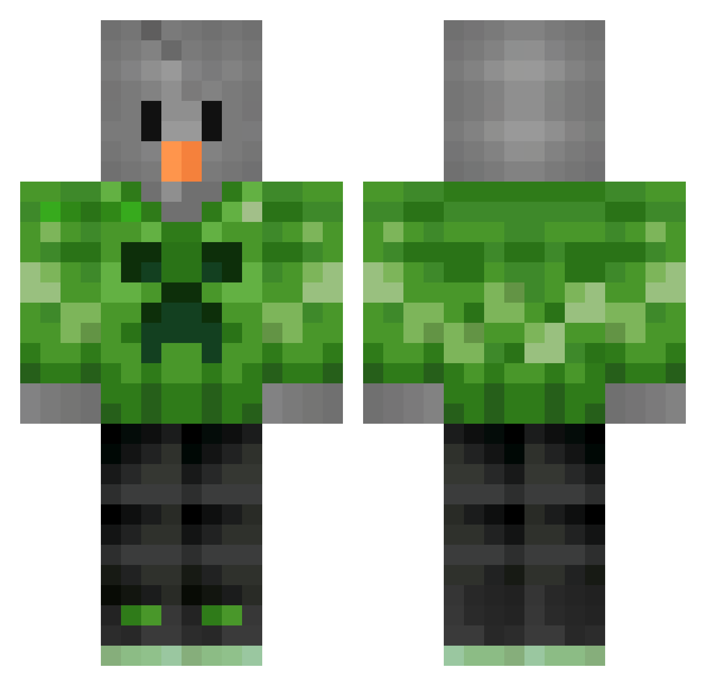 Raphus17 Minecraft skin, front and back view