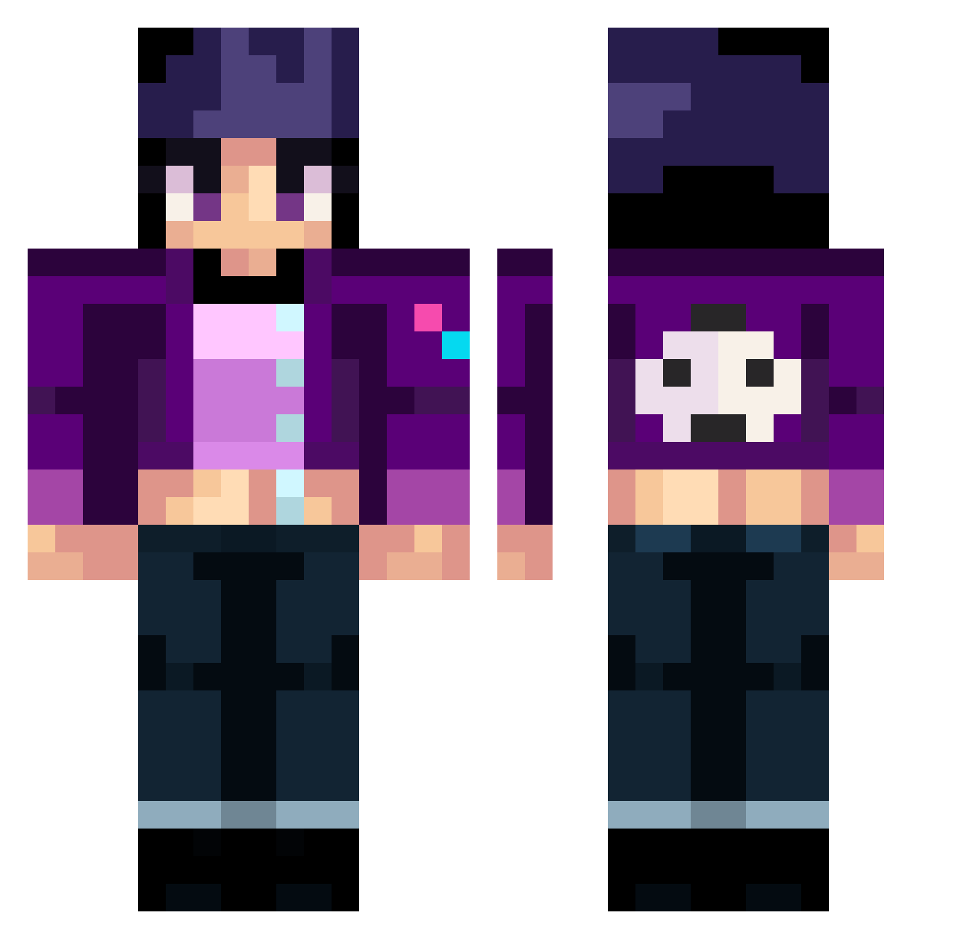 Jokerrrrr Minecraft skin, front and back view