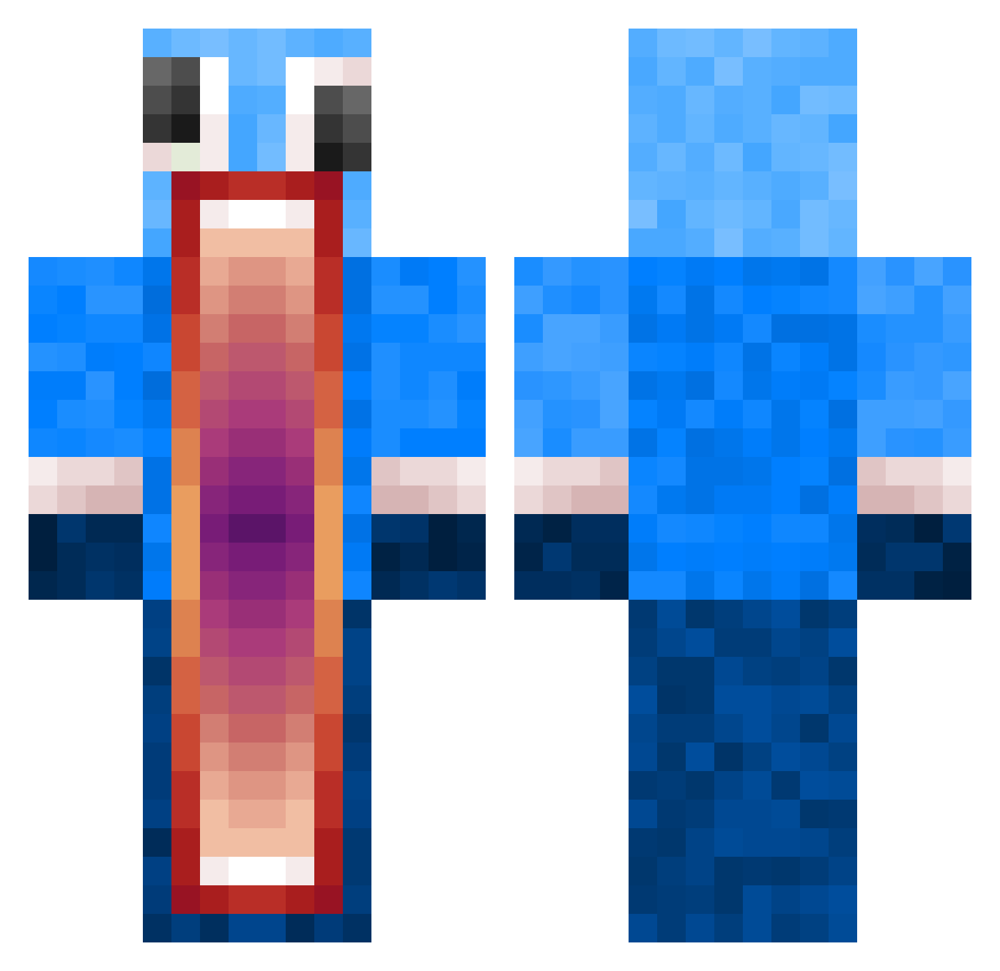 J3ffa Minecraft skin, front and back view