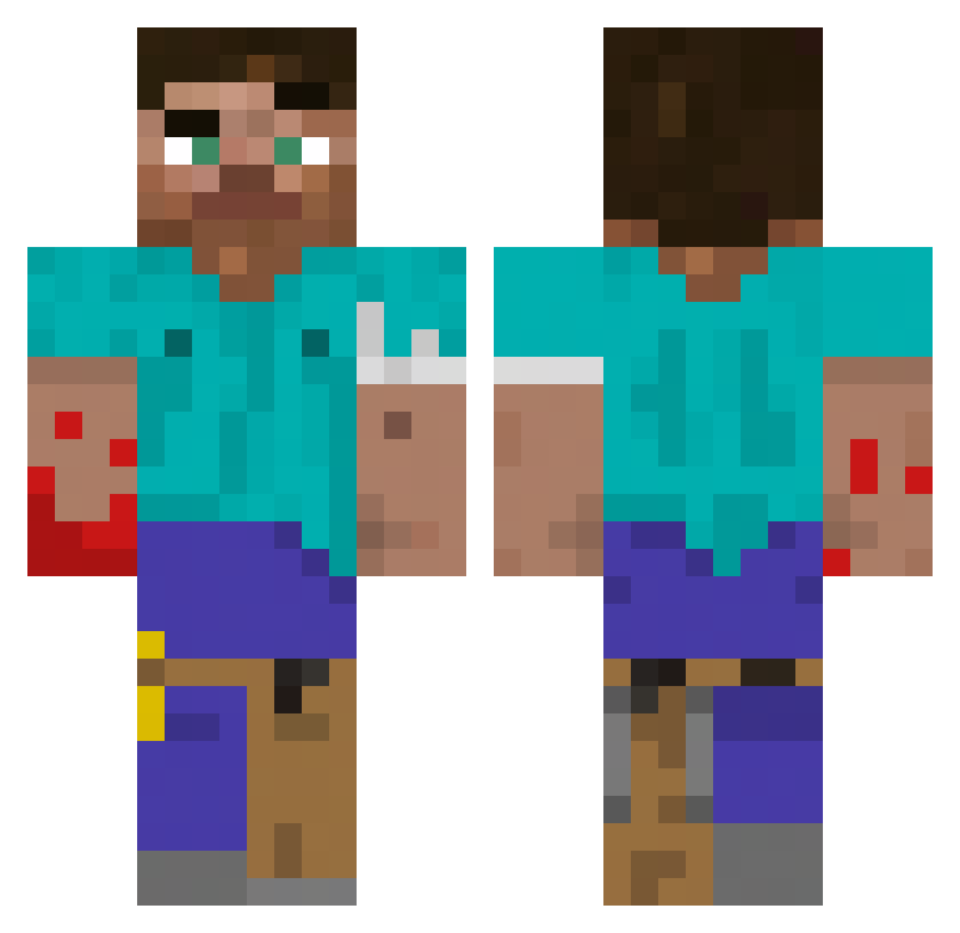 Beginners Minecraft skin, front and back view
