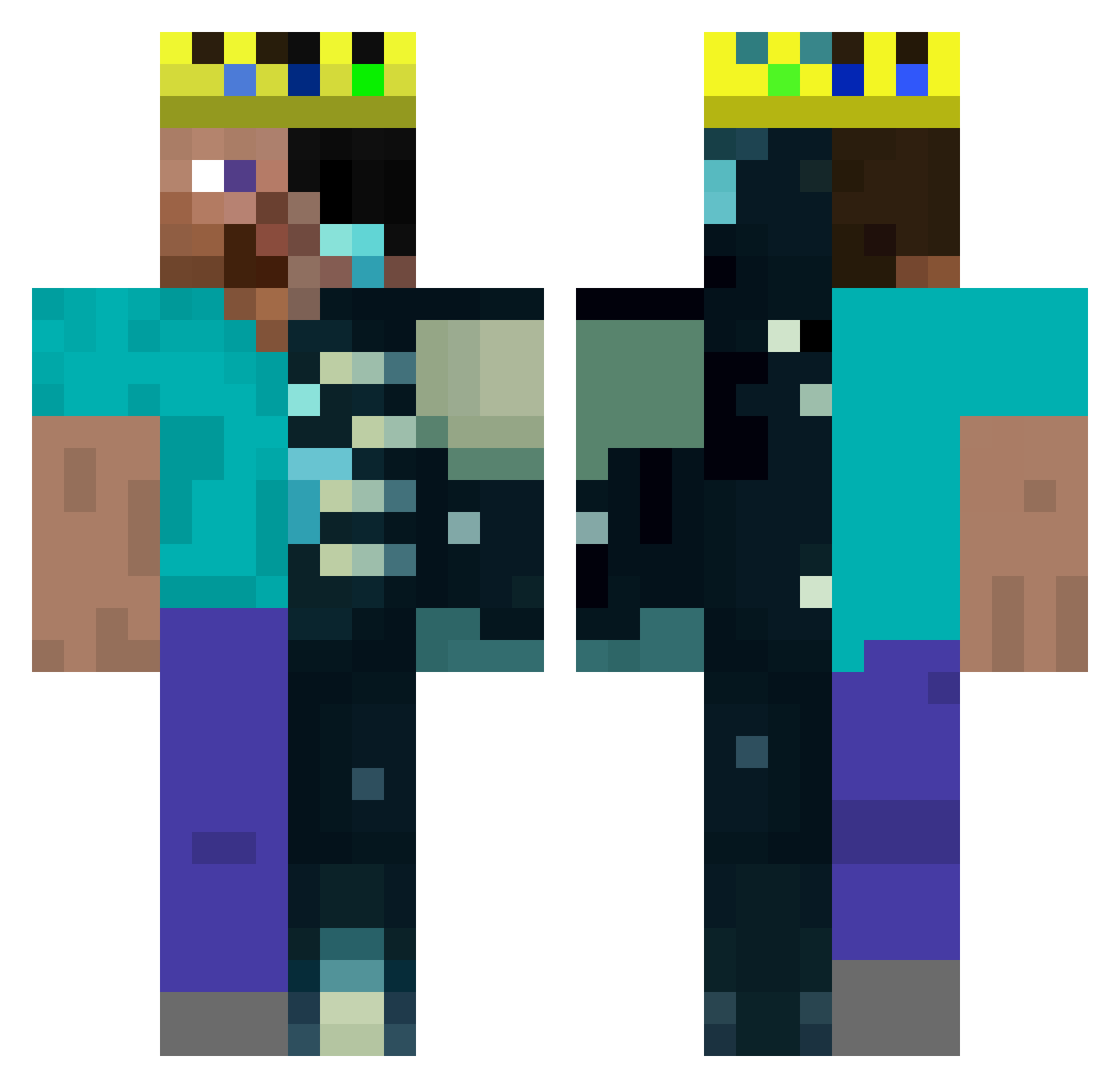 M00ND3Vl Minecraft skin, front and back view