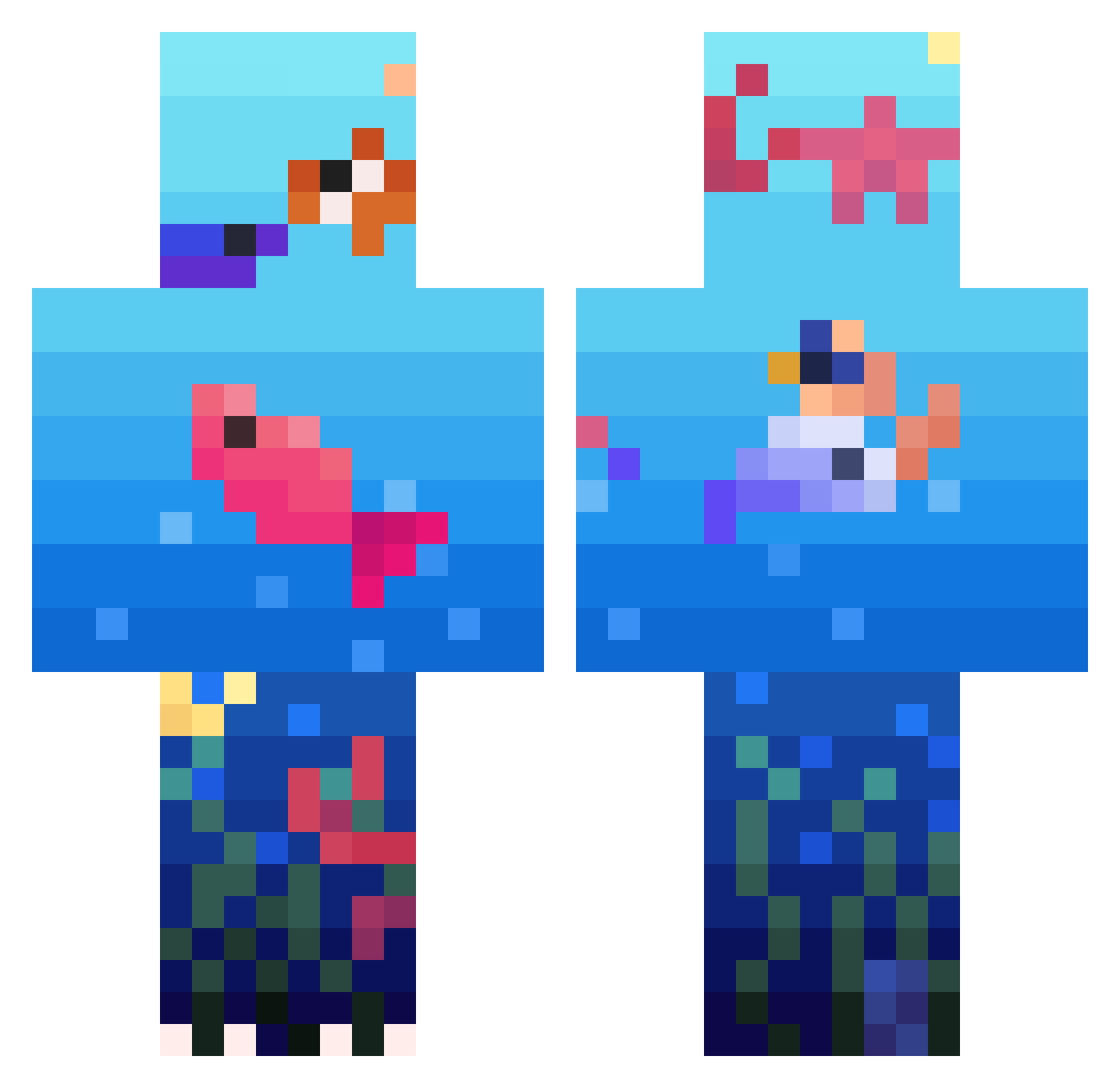 Pepitouille Minecraft skin, front and back view