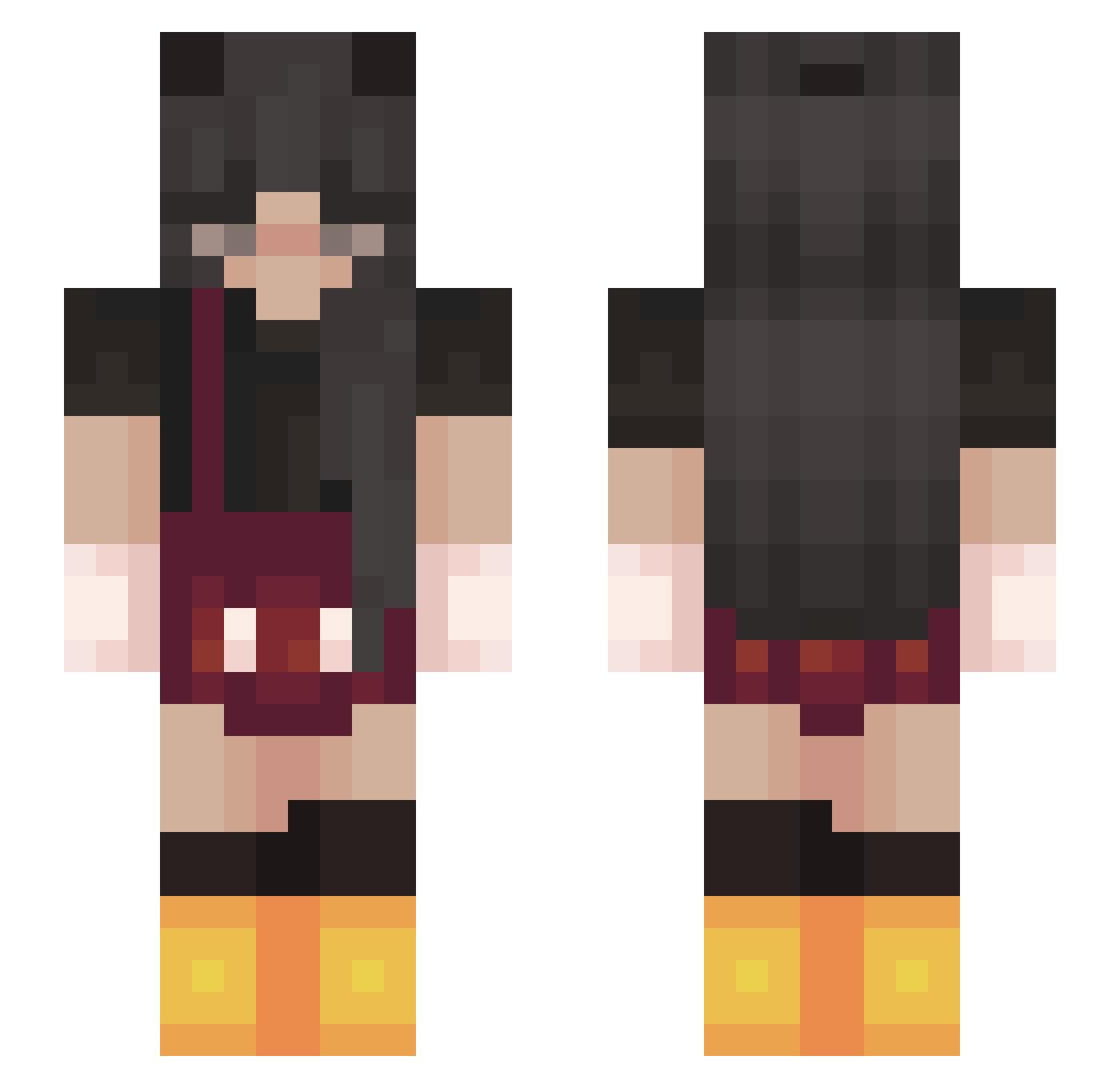 partyover Minecraft skin, front and back view