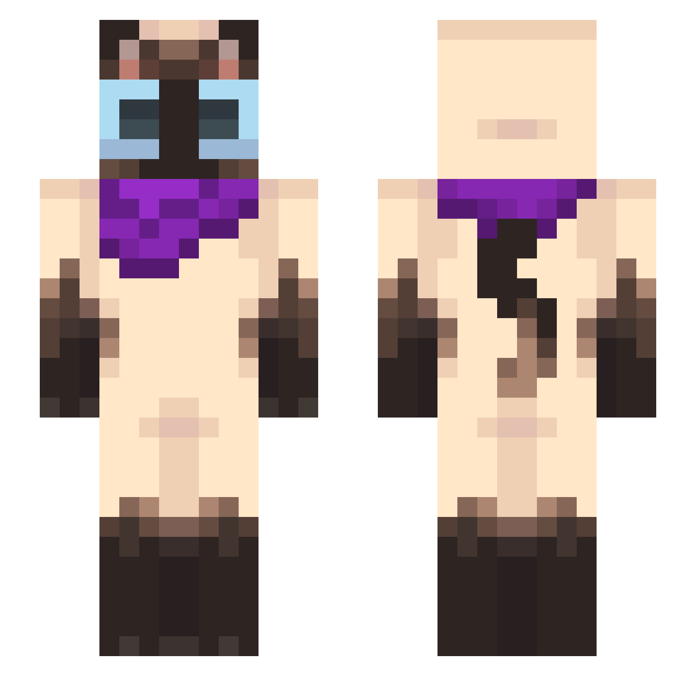 Philtedie2 Minecraft skin, front and back view