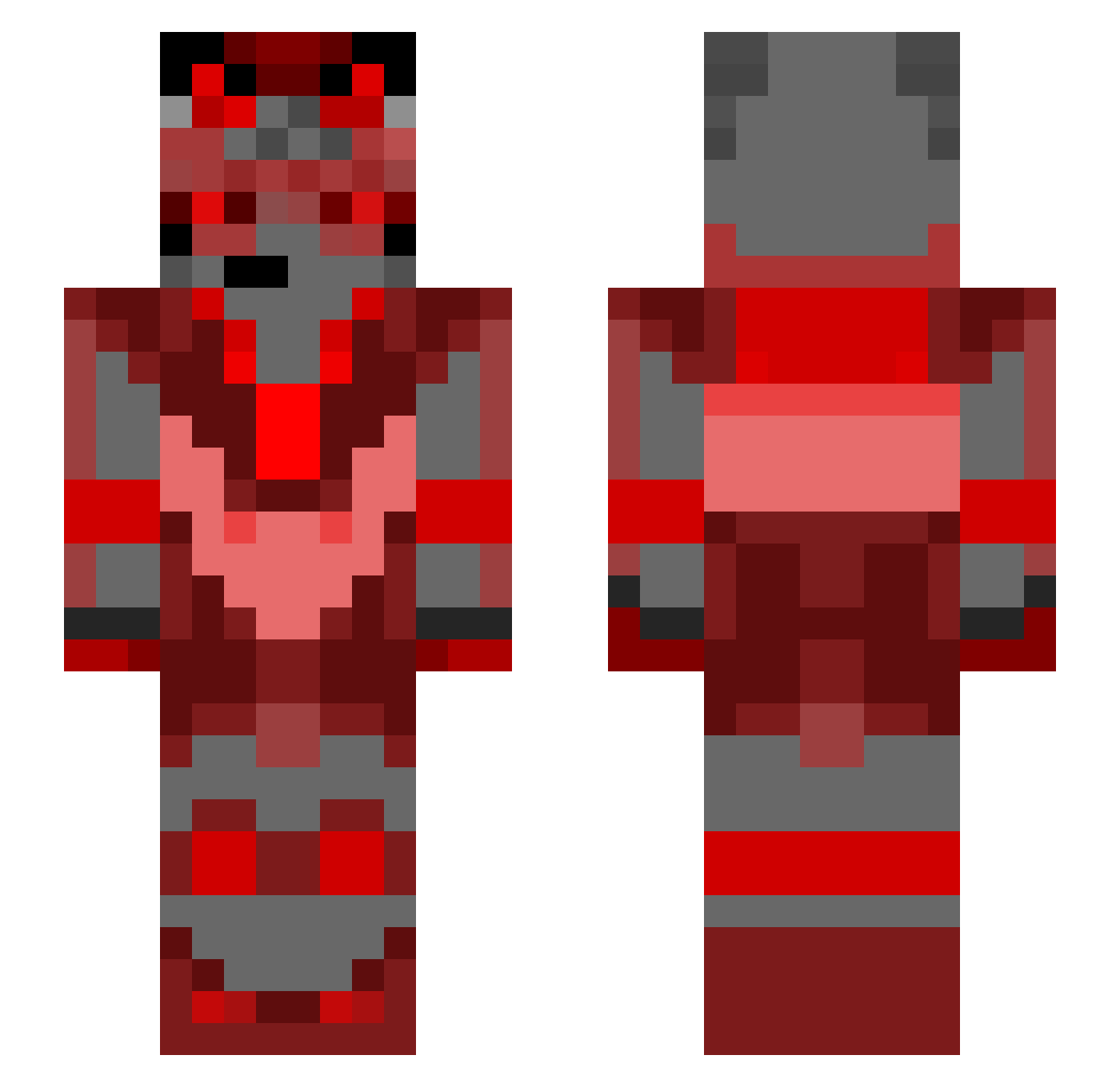 Beelzebean7 Minecraft skin, front and back view