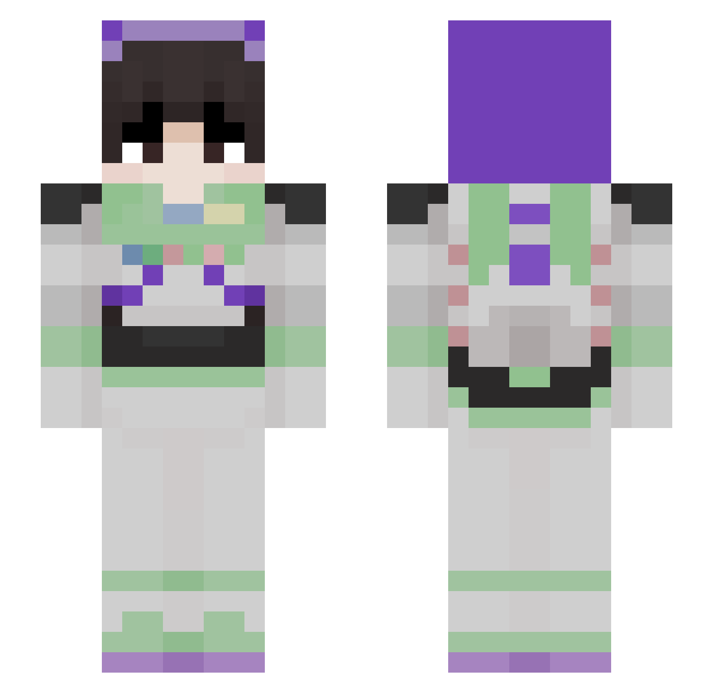 IlyBluu Minecraft skin, front and back view