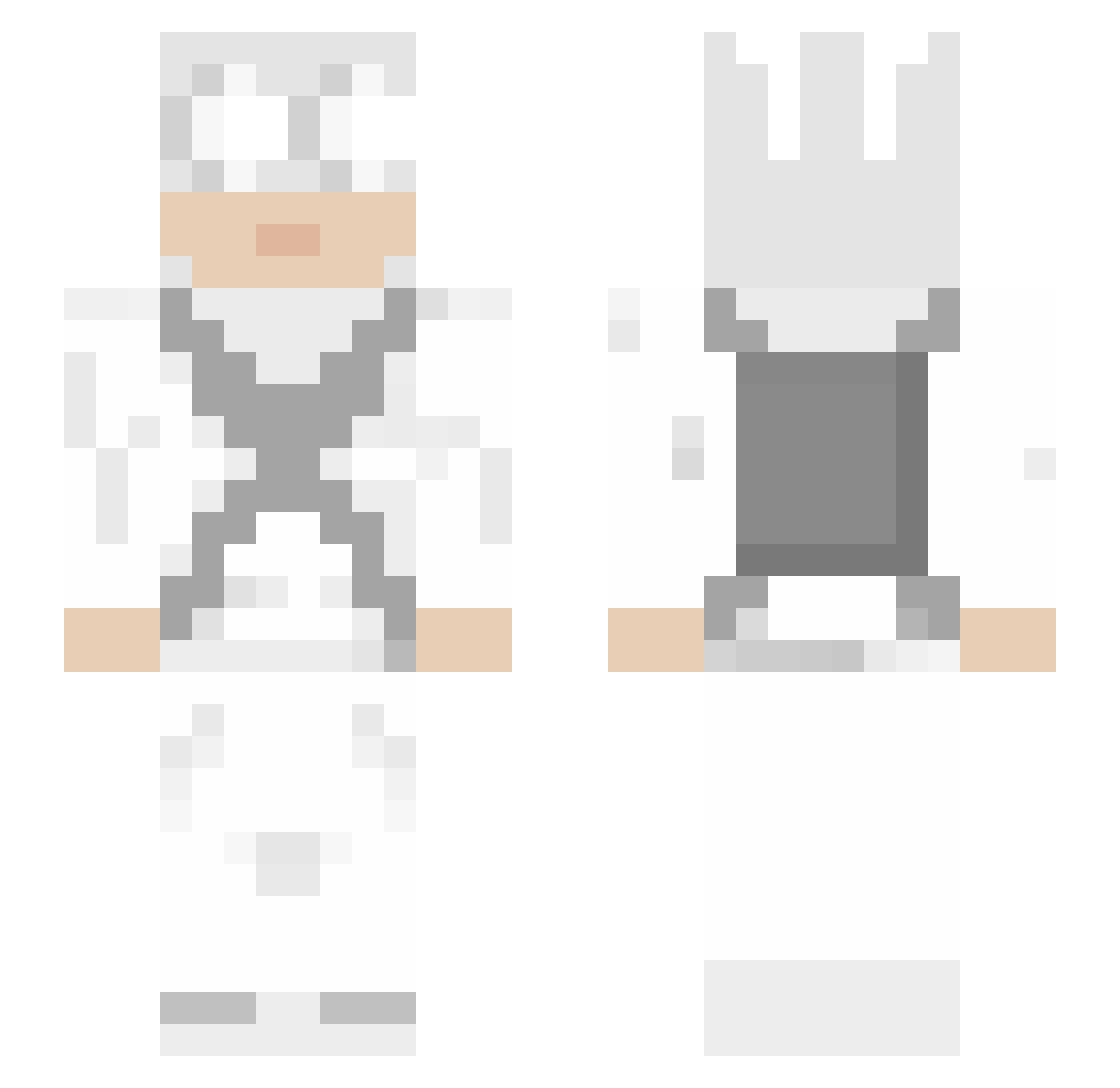 IAmWisePotato Minecraft skin, front and back view