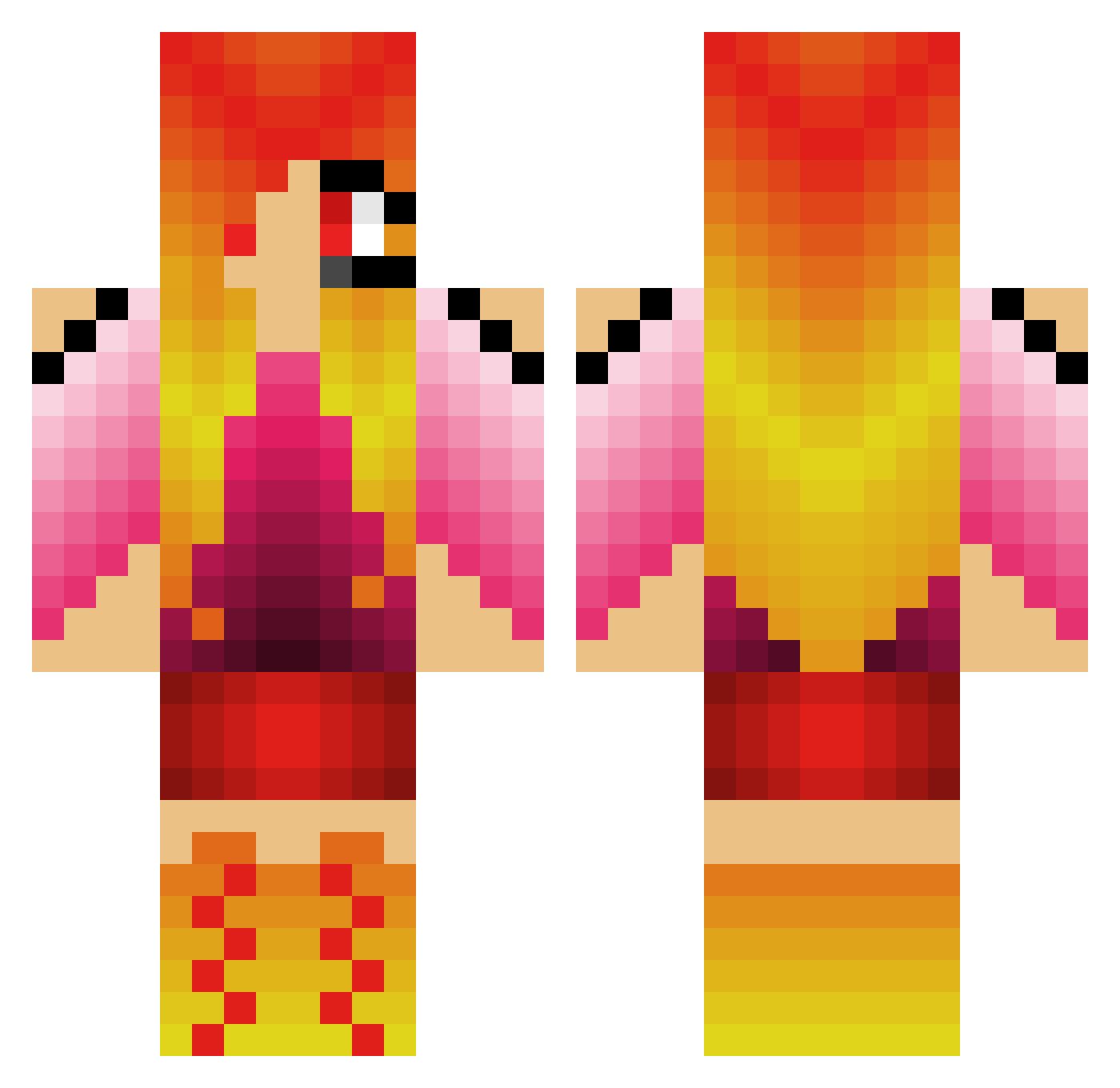 litigated Minecraft skin, front and back view