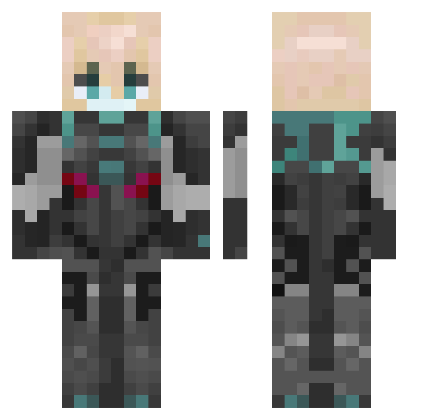 Clevqs Minecraft skin, front and back view