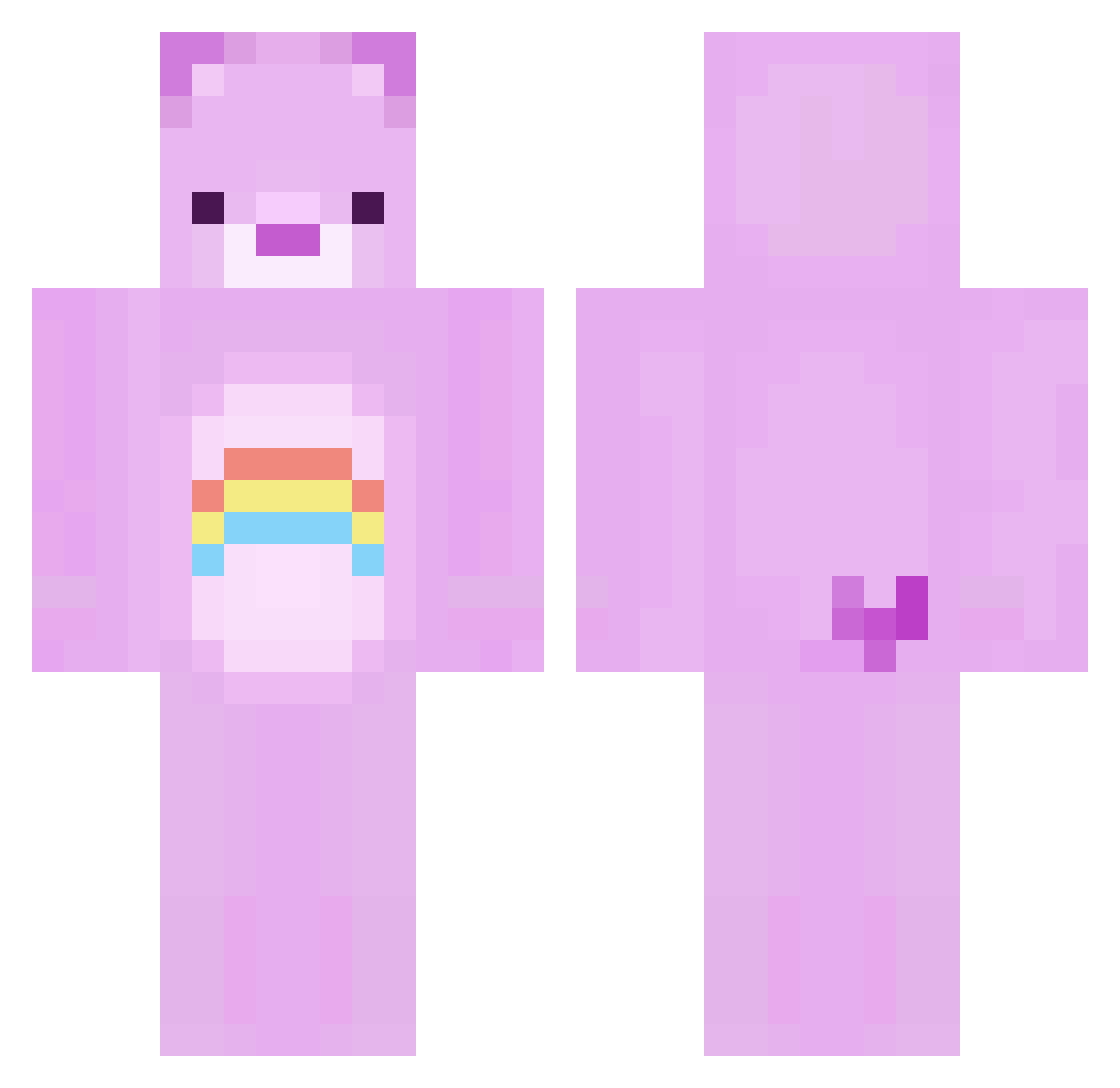 Mulbo Minecraft skin, front and back view