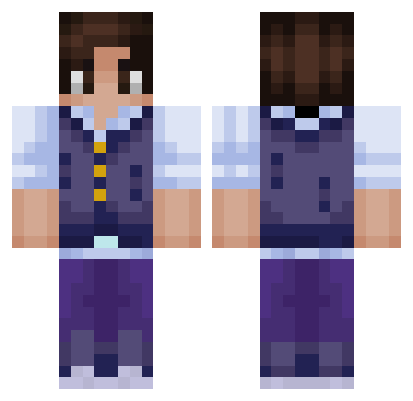 Axzar Minecraft skin, front and back view