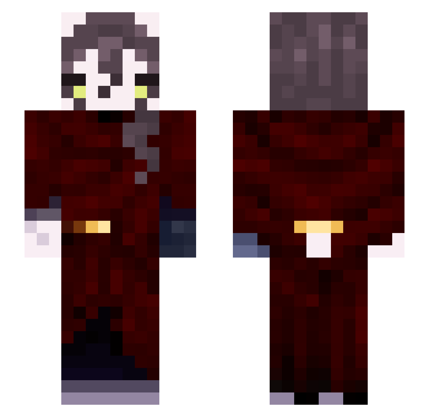 Canary505 Minecraft skin, front and back view