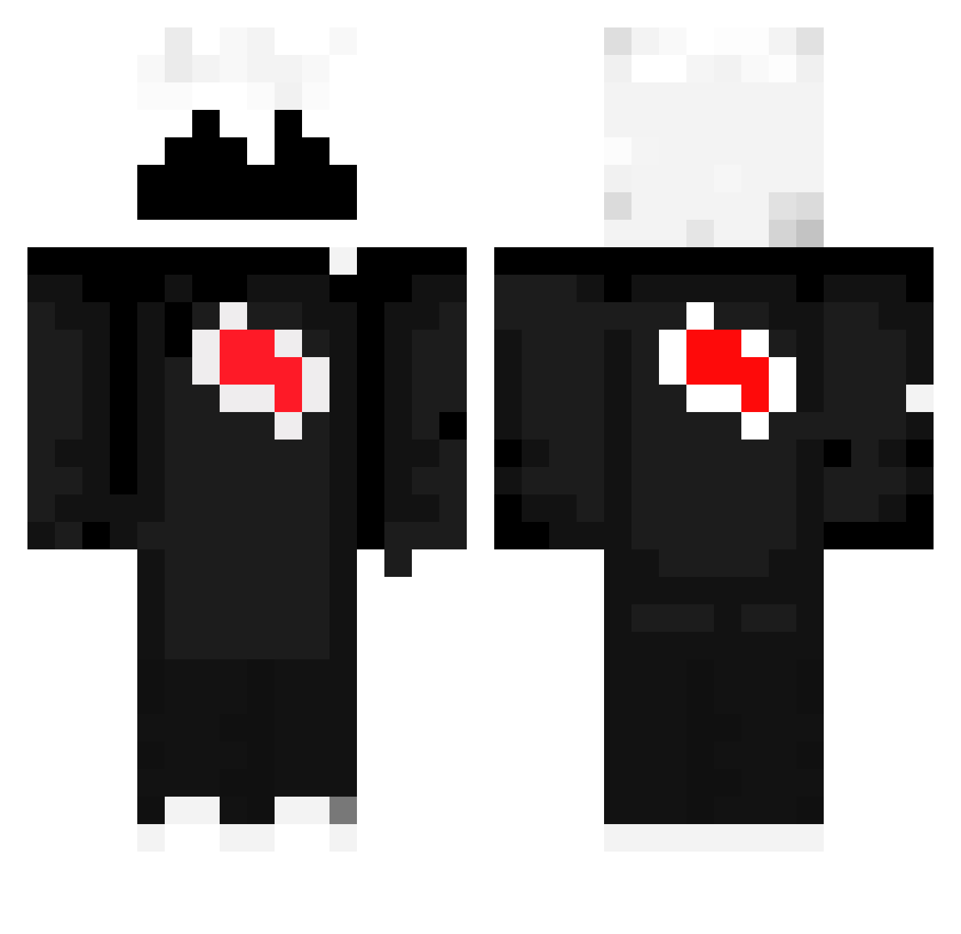 Killerone Minecraft skin, front and back view