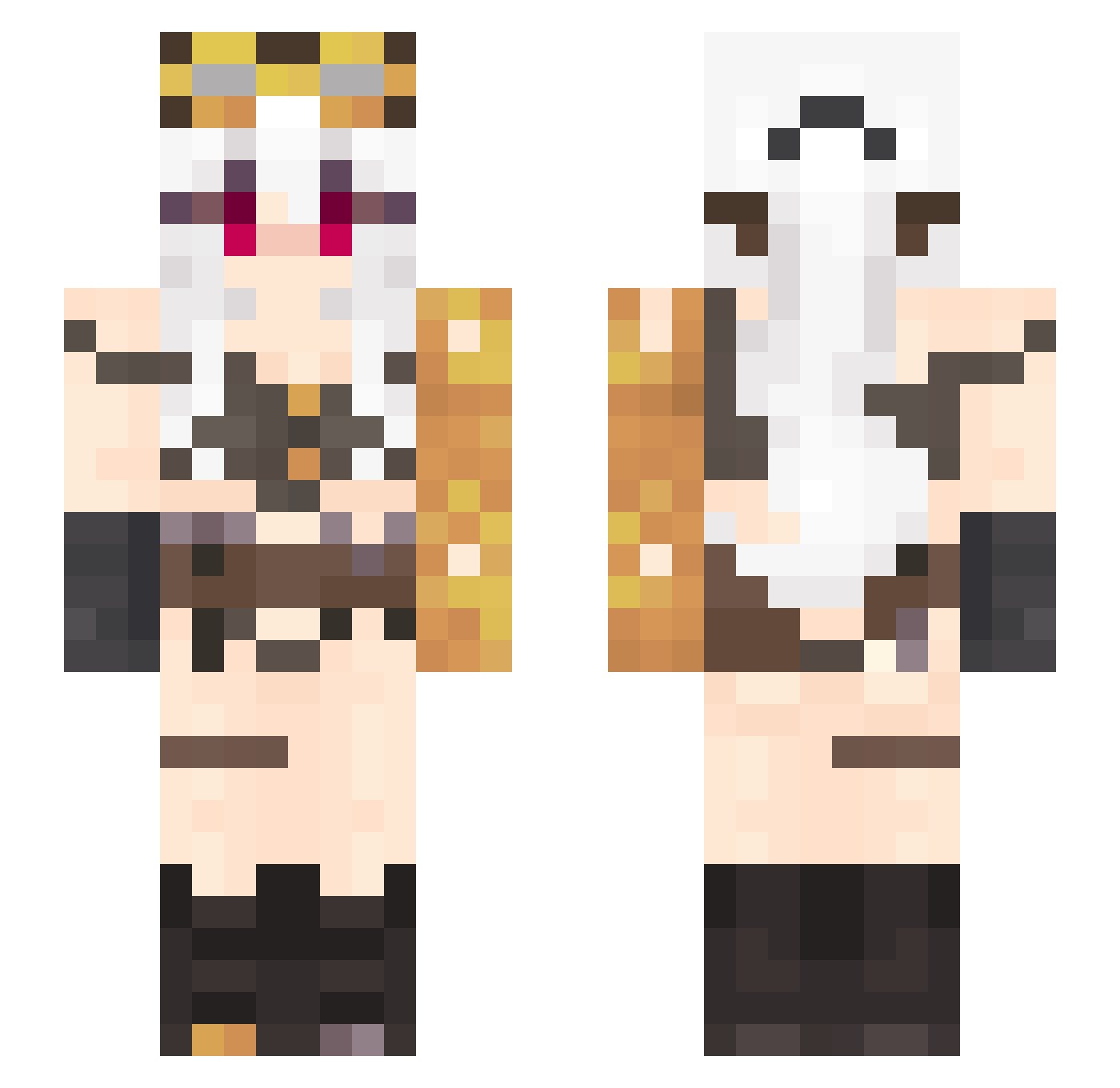 Ratybus Minecraft skin, front and back view