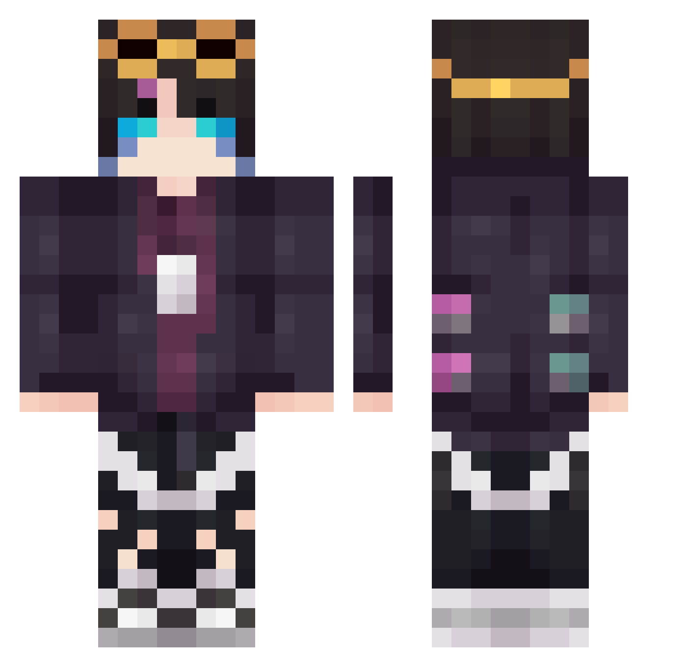 NumsOneTwo Minecraft skin, front and back view