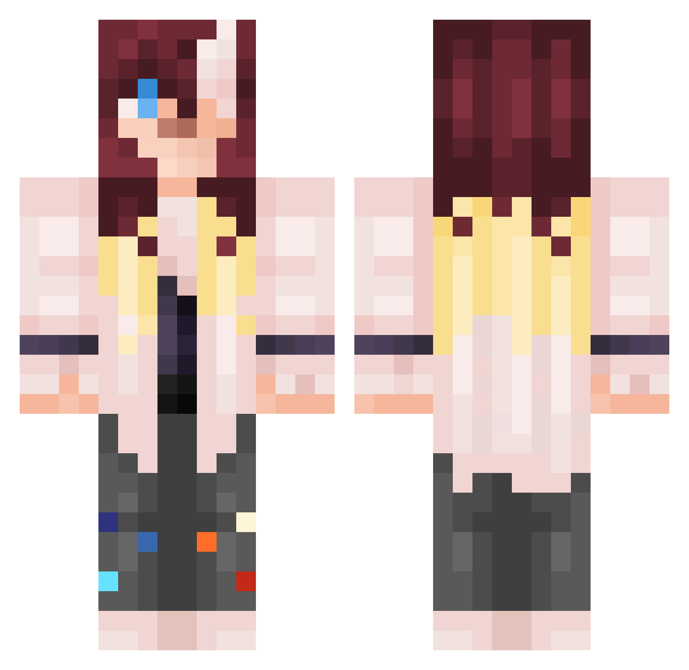 PatchworkBunni Minecraft skin, front and back view