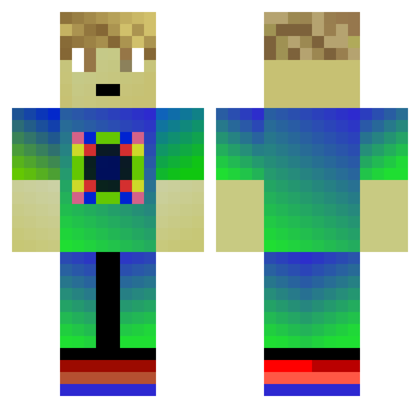 oridor Minecraft skin, front and back view