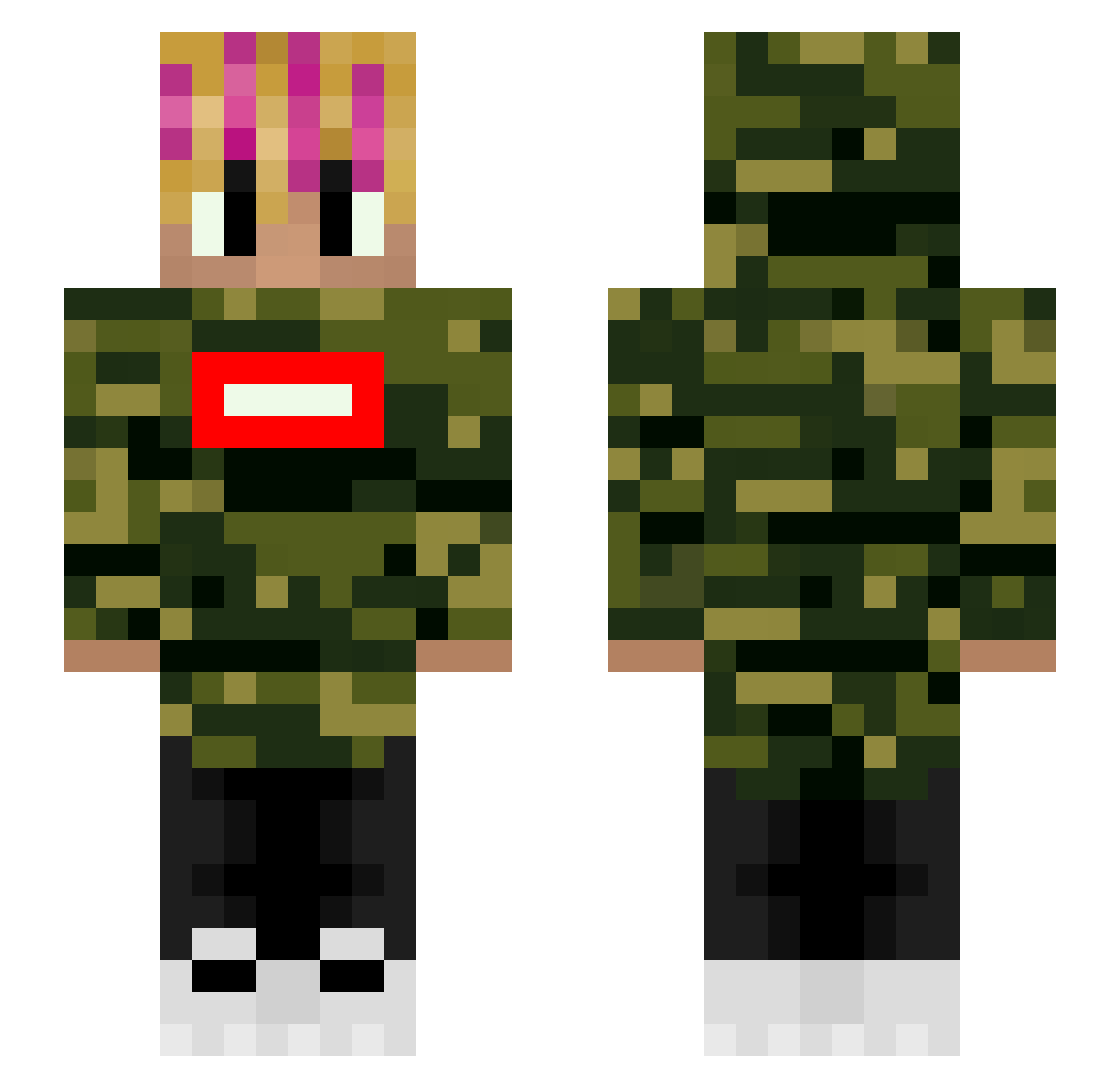 Tsixl Minecraft skin, front and back view