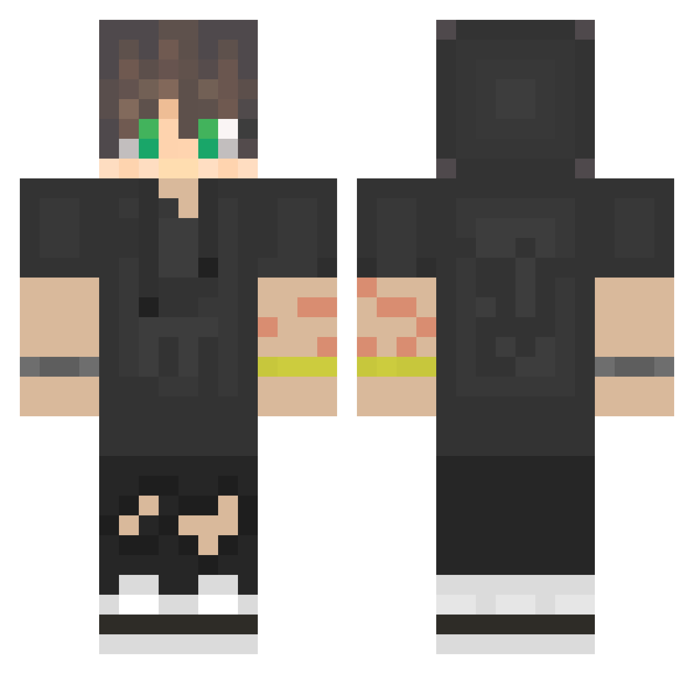 SkelettfaceHD Minecraft skin, front and back view