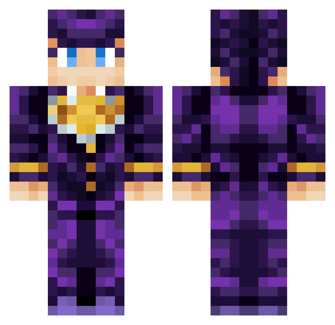 Mystr_E Minecraft skin, front and back view