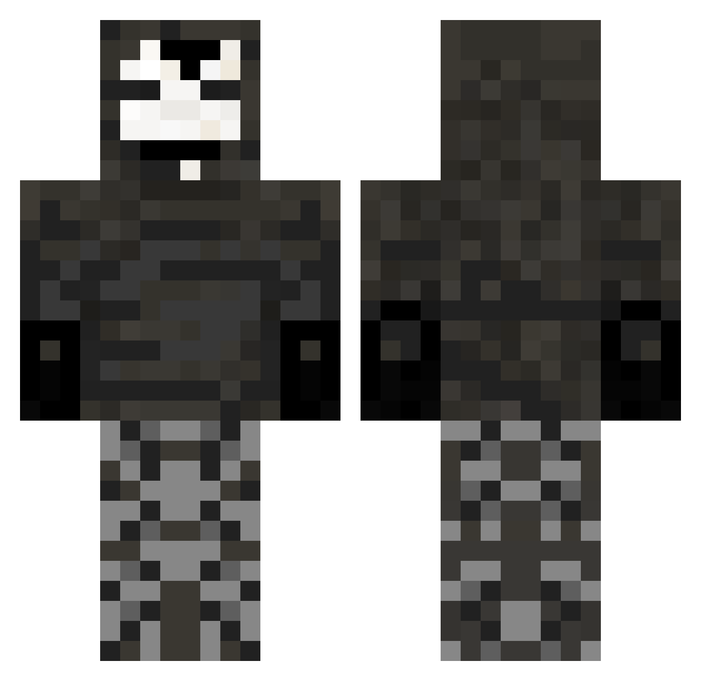 Aichmophobia Minecraft skin, front and back view
