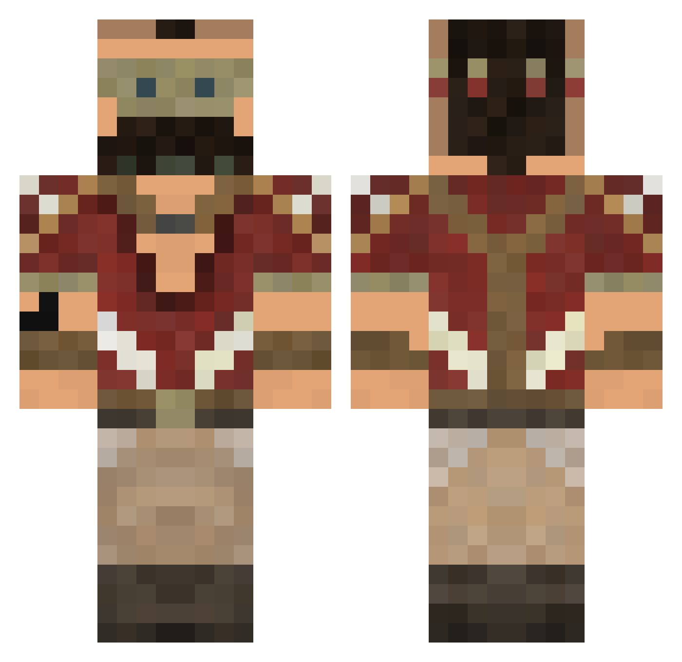 PastaMuncherOF Minecraft skin, front and back view