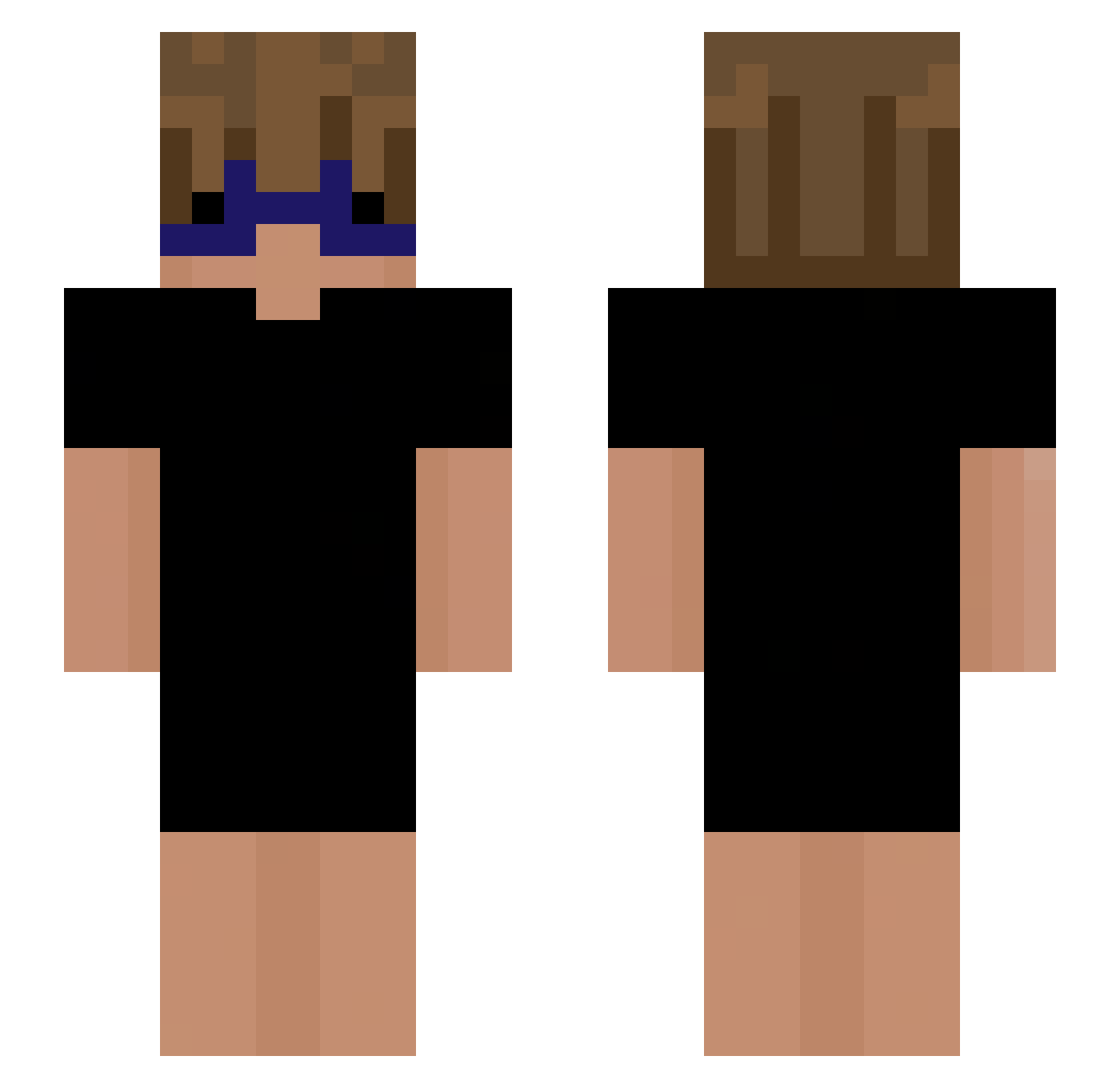 SlyszuGaming Minecraft skin, front and back view