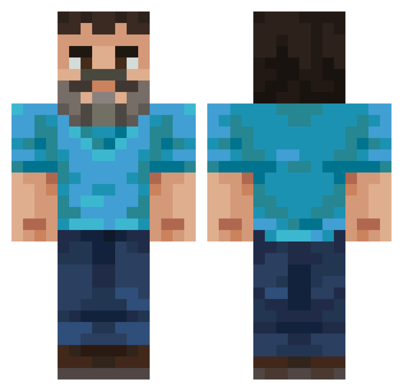 DwoynayaLICHNOST Minecraft skin, front and back view