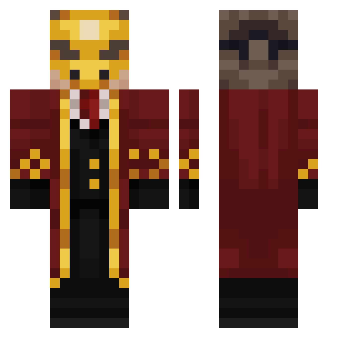 DreamX2900 Minecraft skin, front and back view