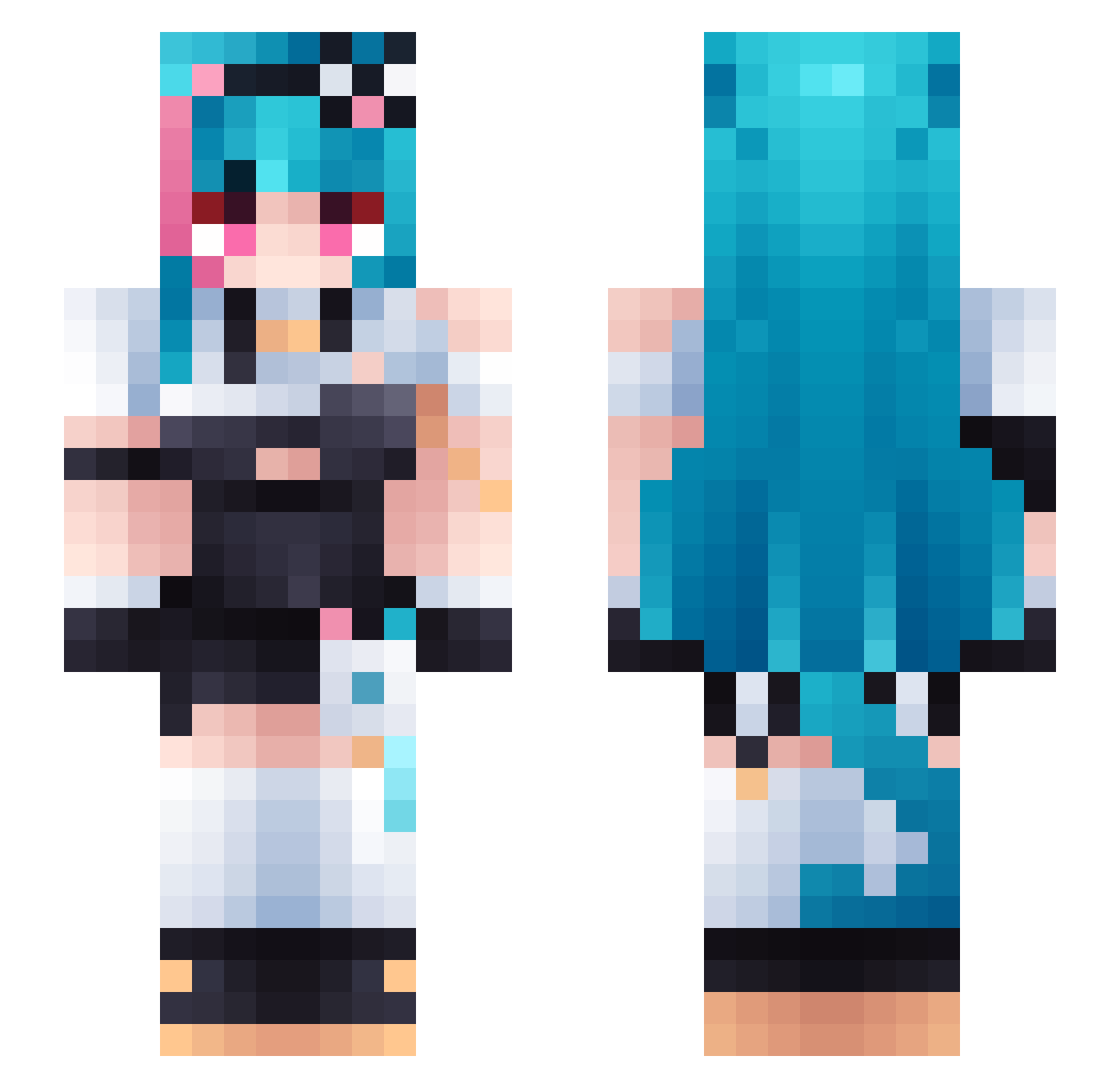 MewLee Minecraft skin, front and back view