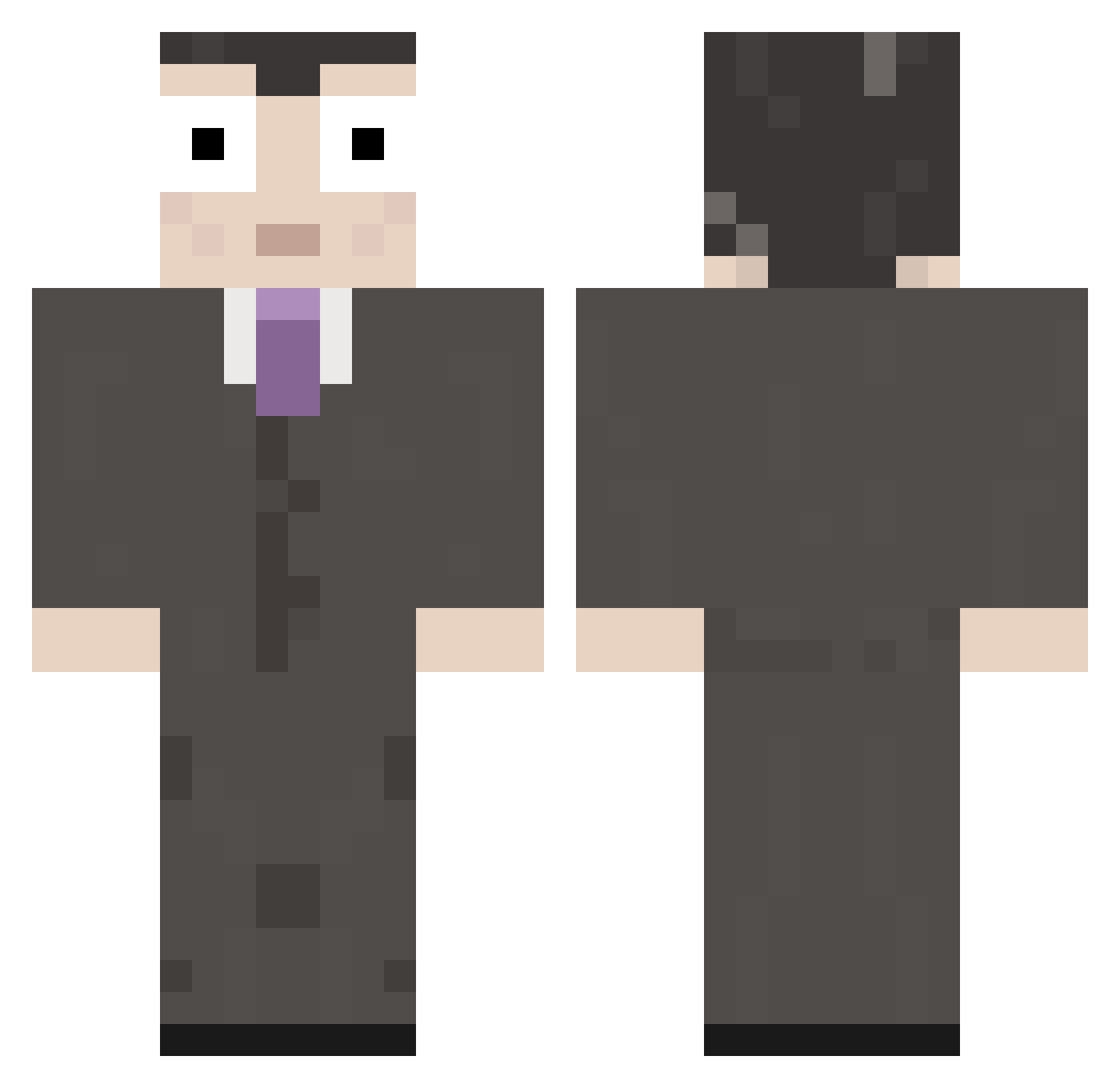 Firearm Minecraft skin, front and back view