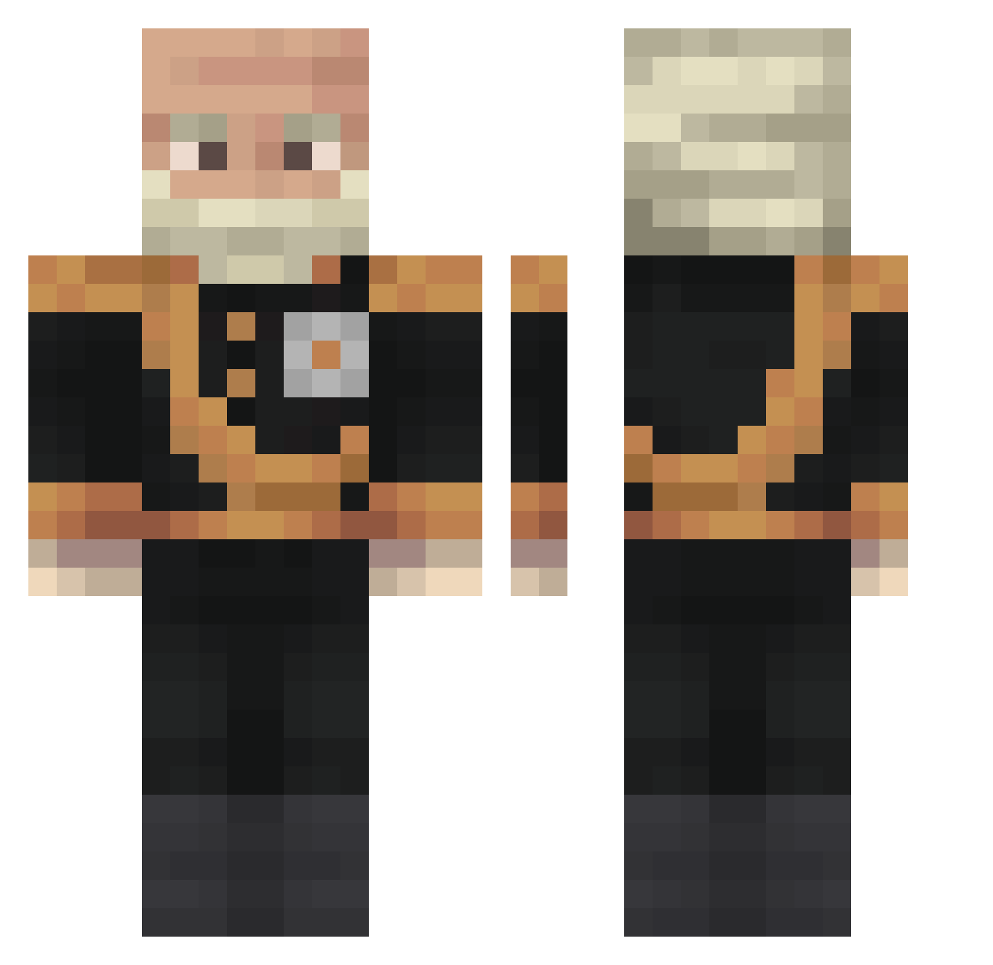 JucySauce Minecraft skin, front and back view