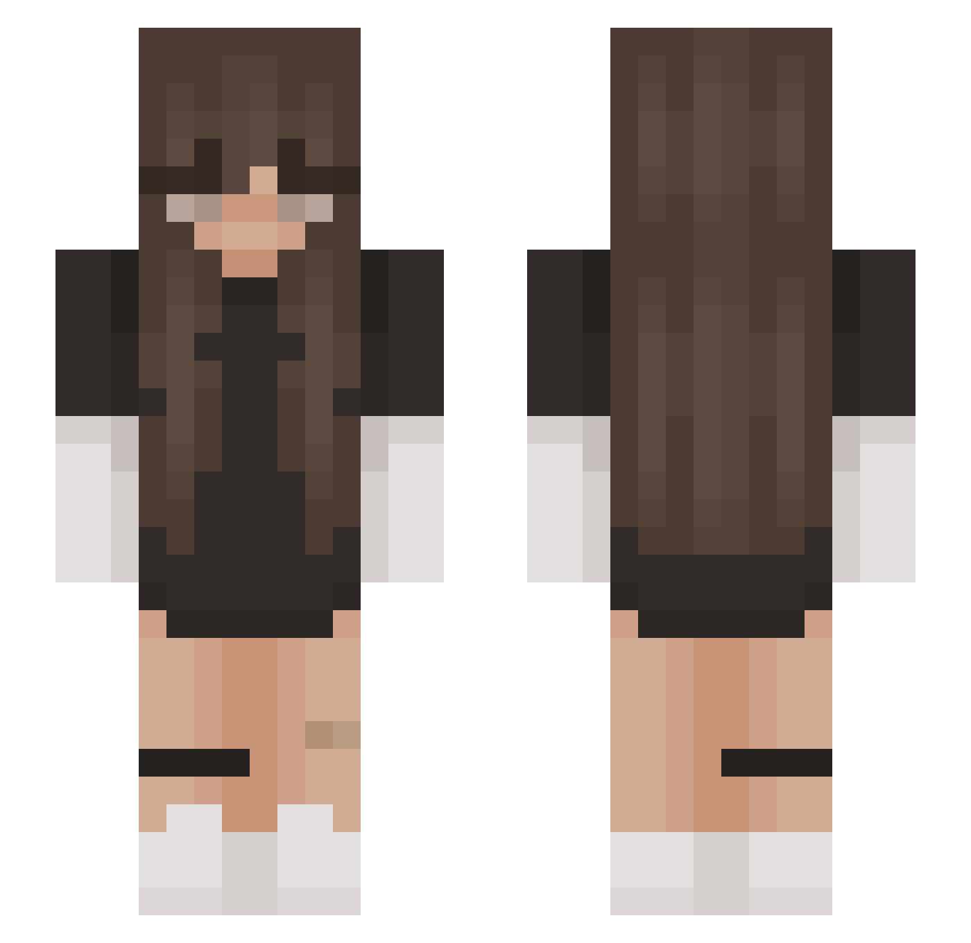 xdarkly Minecraft skin, front and back view